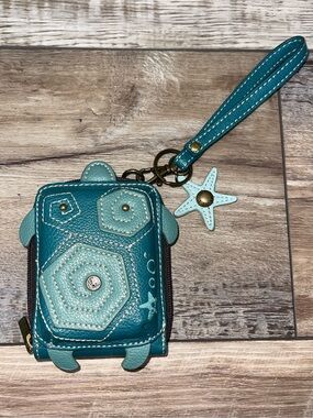 Chala Sea Turtle Cute C Credit Card Holder Wallet RFID Coin Turquoise Blue